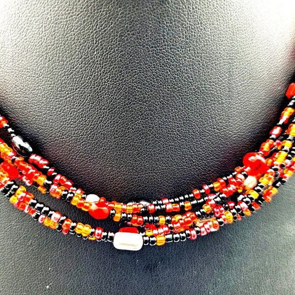 Multicolor Beaded Necklace With Multi-Strand Design Adjustable Clasp Halloween - Picture 4 of 5